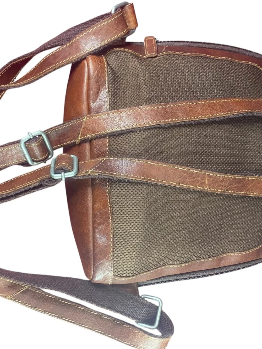 Jack Georges Leather Brown Convertible 4-Way Backpack Crossbody Sling